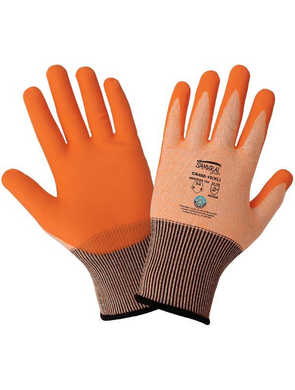 Global Samurai Glove High-Visibility 18-Gauge Nitrile Coated Cut A4 - CR488 - 12/Pair