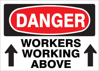 WORKERS WORKING ABOVE UP ARROWS - DANGER SIGN