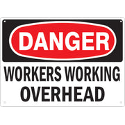 WORKERS WORKING OVERHEAD DANGER SIGN - WORKERS WORKING OVERHEAD DANGER SIGN, 14X20, Adhesive Vinyl