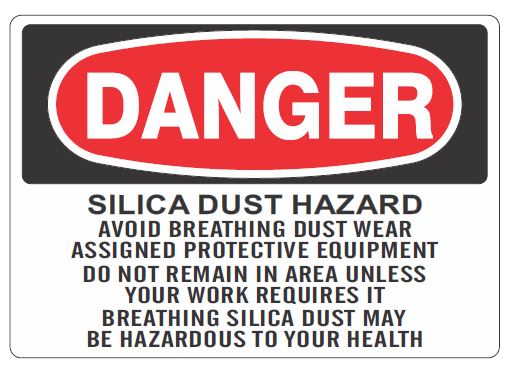 SILICA DUST HAZARD AVOID BREATHING DUST - SILICA DANGER SIGN - SILICA DUST HAZARD AVOID BREATHING DUST - SILICA DANGER SIGN, 14X20, Adhesive Vinyl