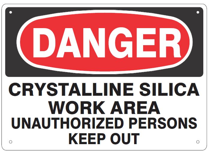 CRYSTALLINE SILICA WORK AREA UNAUTHORIZED PERSONS KEEP OUT - SILICA DANGER SIGN - CRYSTALLINE SILICA WORK AREA UNAUTHORIZED PERSONS KEEP OUT - SILICA DANGER SIGN , 14X20, Adhesive Vinyl