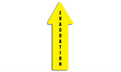 12" x 4" ARROW SIGNS - Arrow Sign - Evacuation - DSV-SIGN 48 #0447UP -UEN