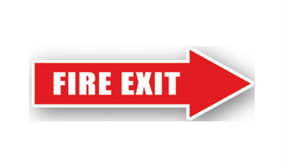 34" x 12" ARROW SIGNS - Arrow Sign - Fire Exit - LS-SIGN 408 #0452RIGHT -UEN