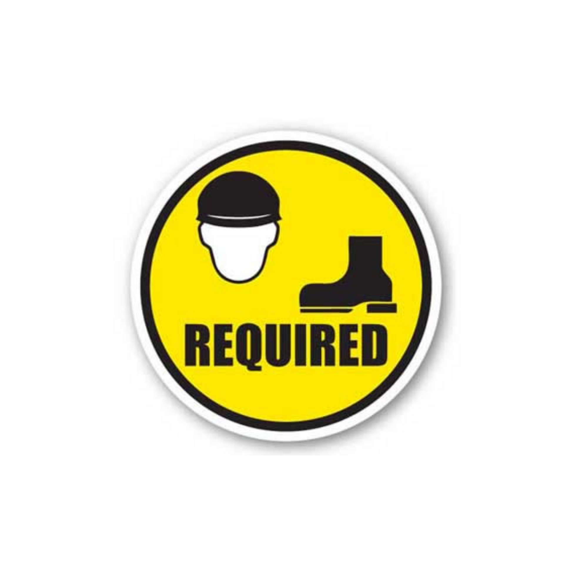 12" CIRCLE SIGNS - Circle Sign - Hard Hat & Safety Shoes Required - DSV-SIGN 144 #1615 -UEN