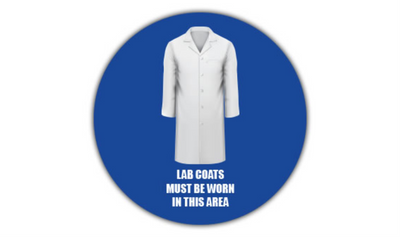 30" CIRCLE SIGNS - Circle Sign - Lab Coats Must Be Worn In This Area - DSV-SIGN 900 #0577 -UEN