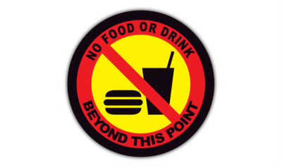 17" CIRCLE SIGNS - Circle Sign - No Food or Drink Beyond This Point - DSV-SIGN 289 #6072 -UEN