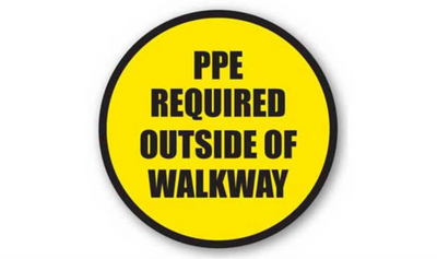 16" CIRCLE SIGNS - Circle Sign - PPE Required Outside of Walkway - DSV-SIGN 256 #1592 -UEN