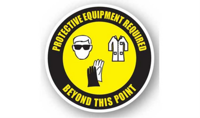 30" CIRCLE SIGNS - Circle Sign - Protective Equipment Required Beyond This Point - DSV-SIGN 900 #1697 -UEN