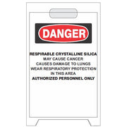RESPIRABLE CRYSTALLINE SILICA MAY CAUSE CANCER - SILICA FOLDING FLOOR STAND - RESPIRABLE CRYSTALLINE SILICA MAY CAUSE CANCER - SILICA FOLDING FLOOR STAND, 20X12, Coroplast Plastic