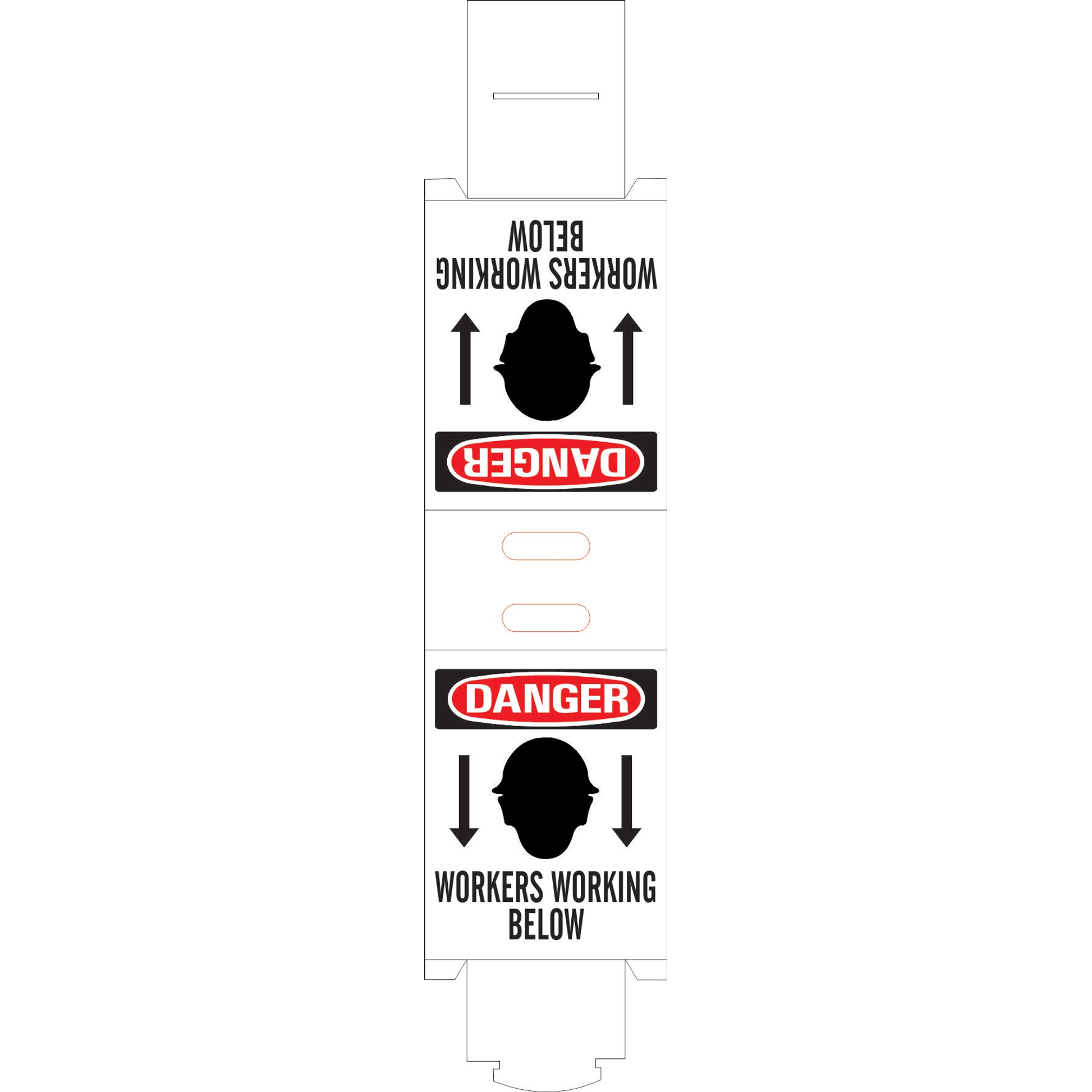 DANGER WORKERS WORKING BELOW AND ABOVE FOLDING FLOOR STANDS - DANGER WORKERS WORKING BELOW AND ABOVE FOLDING FLOOR STANDS, 20X12, Coroplast Plastic