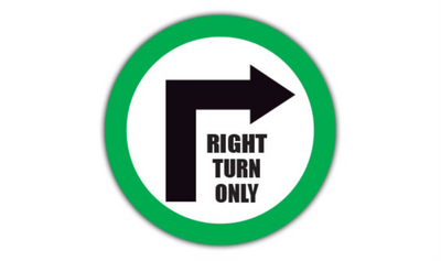 24" CIRCLE SIGNS - Circle Sign - Right Turn Only - DSV-SIGN 576 #0280 -UEN