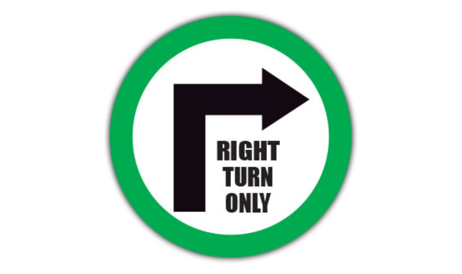 30" CIRCLE SIGNS -  Circle Sign - Right Turn Only - LS-SIGN 900 #0281 -UEN