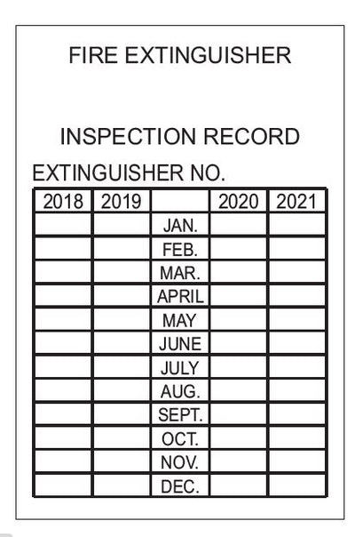 FIRE EXTINGUISHER INSPECTION RECORD TAG