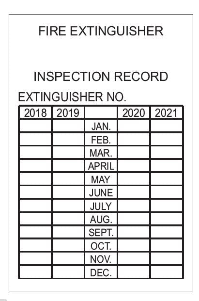 FIRE EXTINGUISHER INSPECTION RECORD TAG