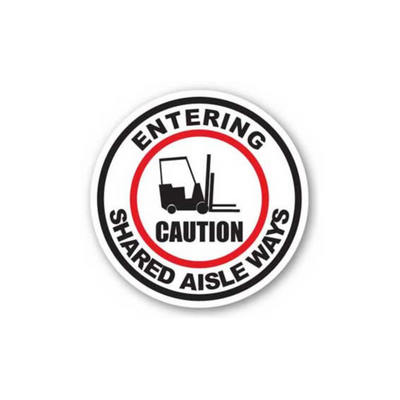 30" CIRCLE SIGNS -  Circle Sign - Caution Entering Shared Aislways - DSV-SIGN 900 #1823 -UEN