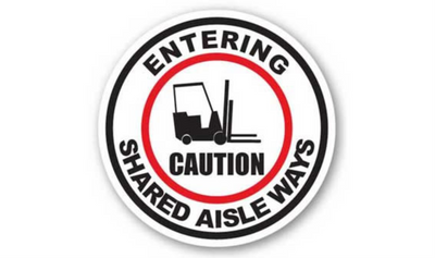 16" CIRCLE SIGNS - Circle Sign - Caution Entering Shared Aislways - DSV-SIGN 256 #1820 -UEN
