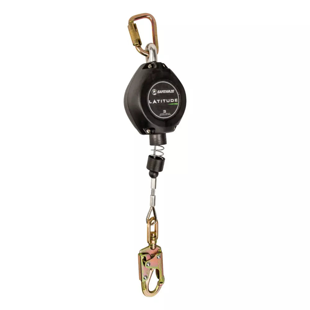 Safewaze Latitude HD 11' Cable Single Leg SRL: Carabiner, Snap hook - FS-FSP1211-G