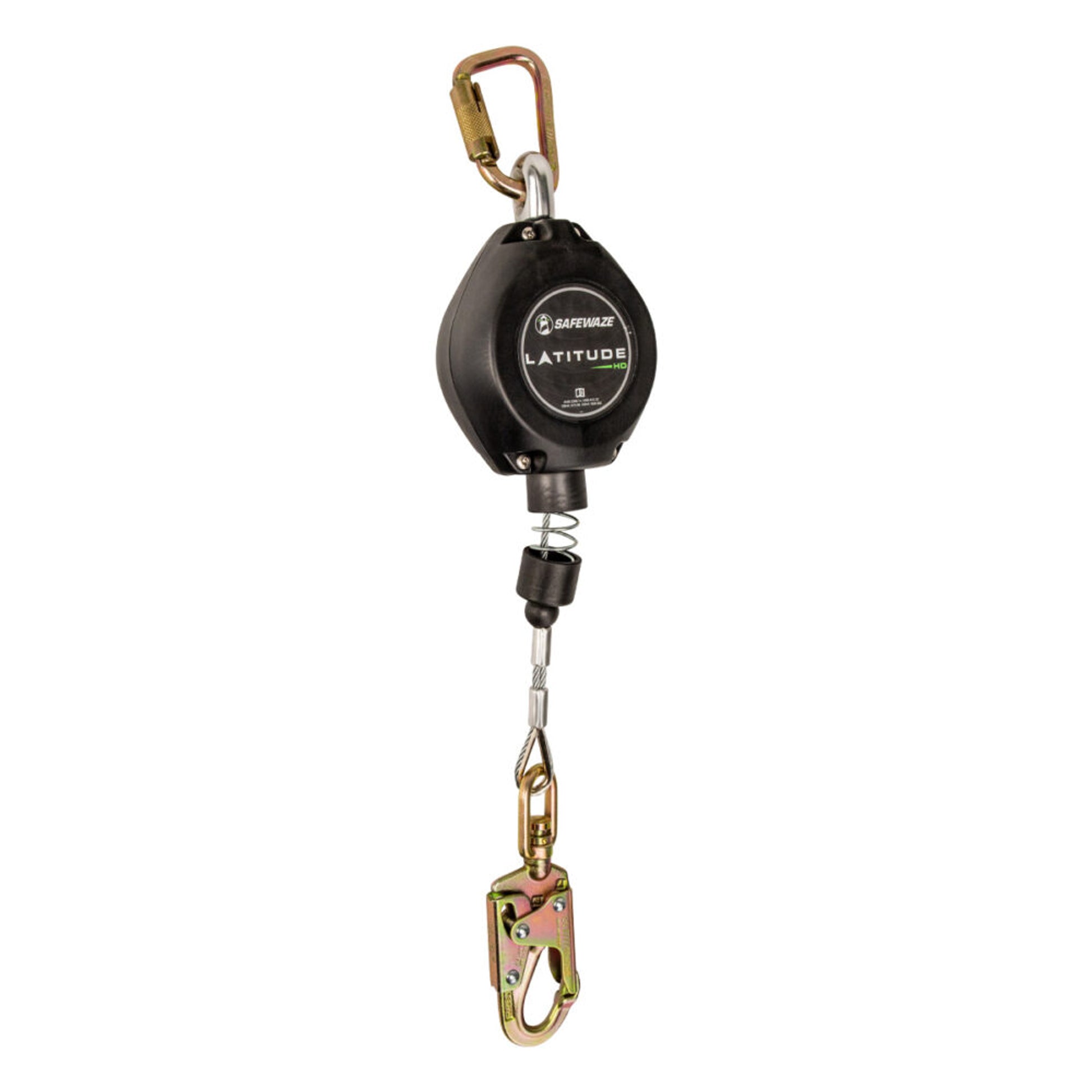 Safewaze Latitude HD 11' Cable Single Leg SRL: Carabiner, Snap hook - FS-FSP1211-G