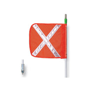 Warning Whip - General Purpose - 10' - Lighted - 12" Orange Flag - White X - Hex Base - FS10XL-O