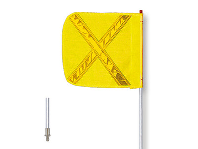 Warning Whip - General Purpose - 10' - Non-Lighted - 16" Yellow Flag - Yellow X - Quick Disconnect - FS10XY-QD-16-Y