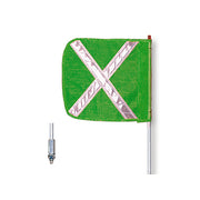 Warning Whip - General Purpose - 12' - Non-Lighted - 16" Green Flag - White X - Hex Base - FS12X-16-G