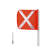 Warning Whip - General Purpose - 12' - Non-Lighted - 12" Orange Flag - White X - Quick Disconnect - FS12X-QD-O