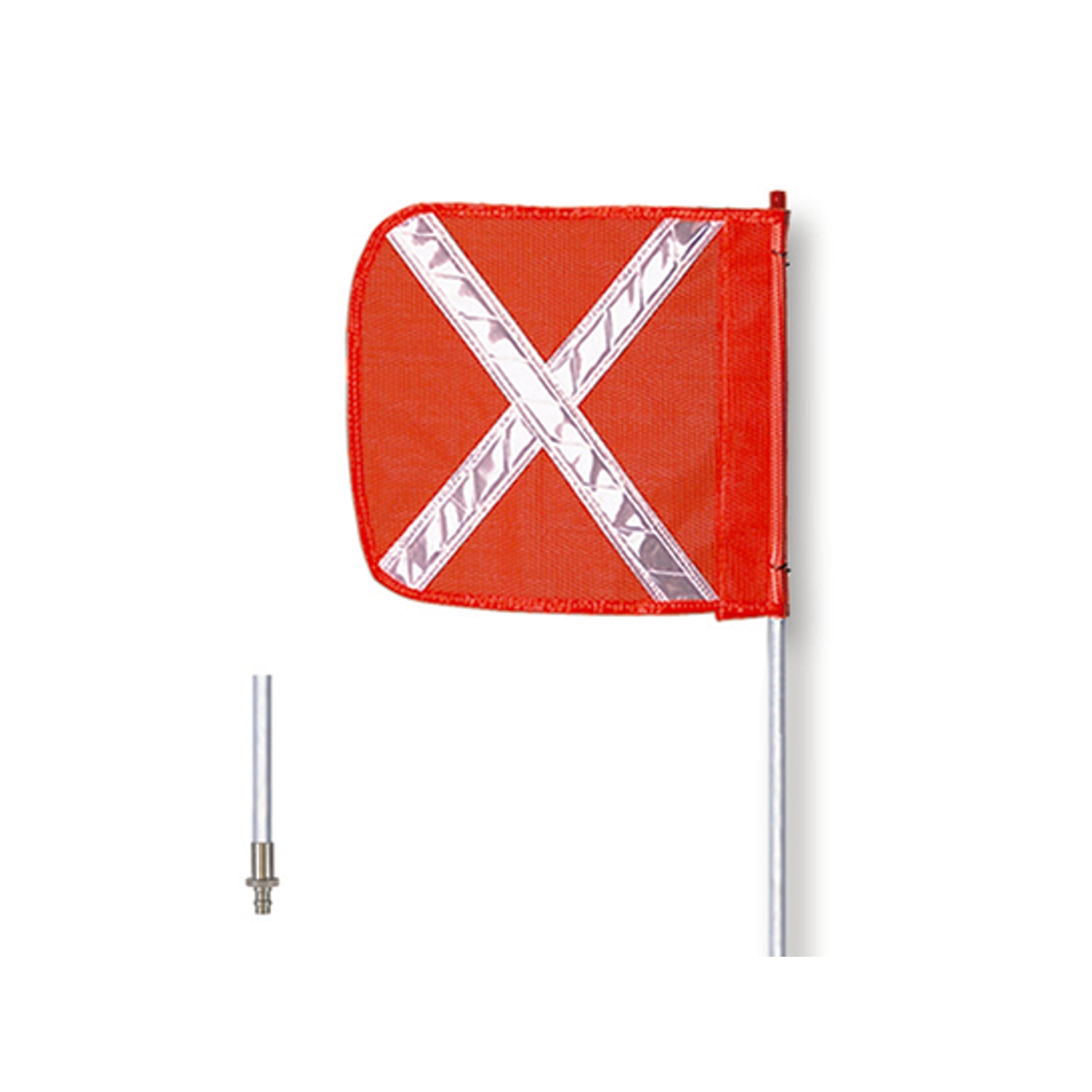 Warning Whip - General Purpose - 12' - Non-Lighted - 12" Orange Flag - White X - Quick Disconnect - FS12X-QD-O