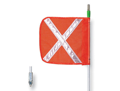 Warning Whip - General Purpose - 12' - Lighted - 12" Orange Flag - White X - Hex Base - FS12XL-O