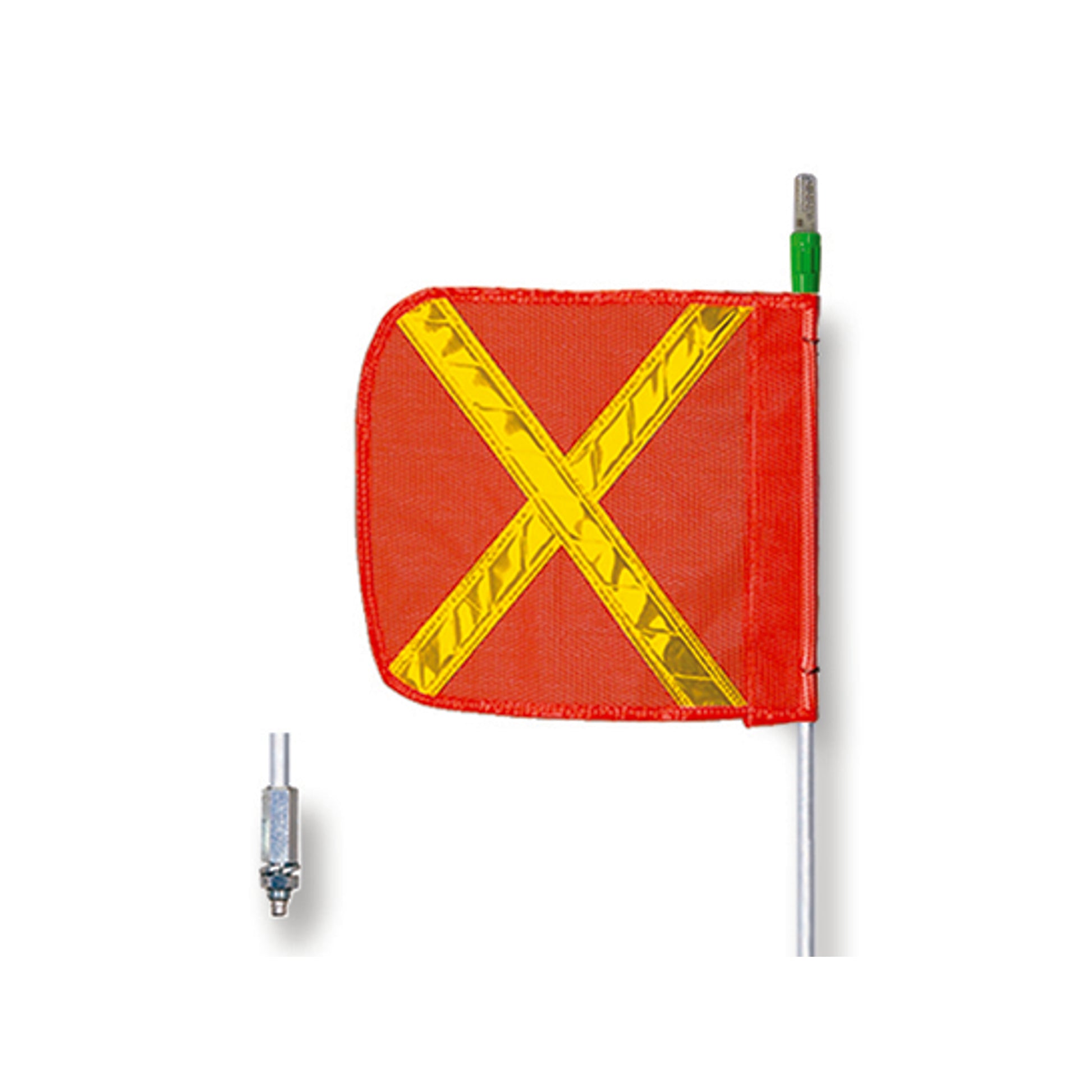 Warning Whip - General Purpose - 12' - Lighted - 12" Orange Flag - Yellow X - Hex Base - FS12XLY-O