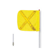 Warning Whip - General Purpose - 12' - Non-Lighted - 16" Yellow Flag - Yellow X - Quick Disconnect - FS12XY-QD-16-Y