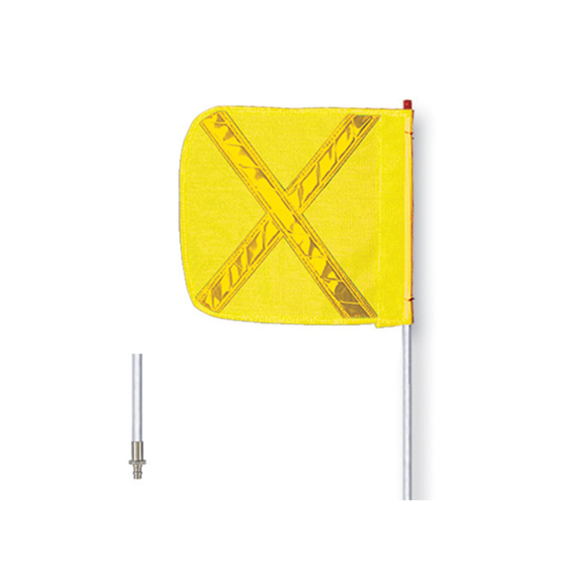 Warning Whip - General Purpose - 12' - Non-Lighted - 16" Yellow Flag - Yellow X - Quick Disconnect - FS12XY-QD-16-Y