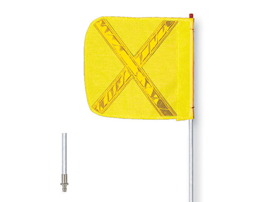 Warning Whip - General Purpose - 12' - Non-Lighted - 16" Yellow Flag - Yellow X - Quick Disconnect - FS12XY-QD-16-Y