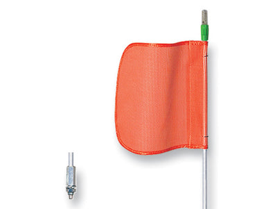 Warning Whip - General Purpose - 3' - Lighted - 12" Orange Flag - Plain - Short Thread - Side Hole - Hex Base - FS3L-O-ST/SH
