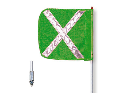 Warning Whip - General Purpose - 3' - Non-Lighted - 16" Green Flag - White X - Hex Base - FS3X-16-G