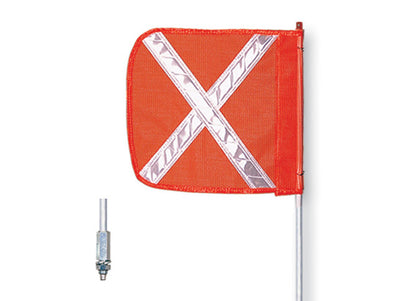 Warning Whip - General Purpose - 3' - Non-Lighted - 16" Orange Flag - White X - Hex Base - FS3X-16-O