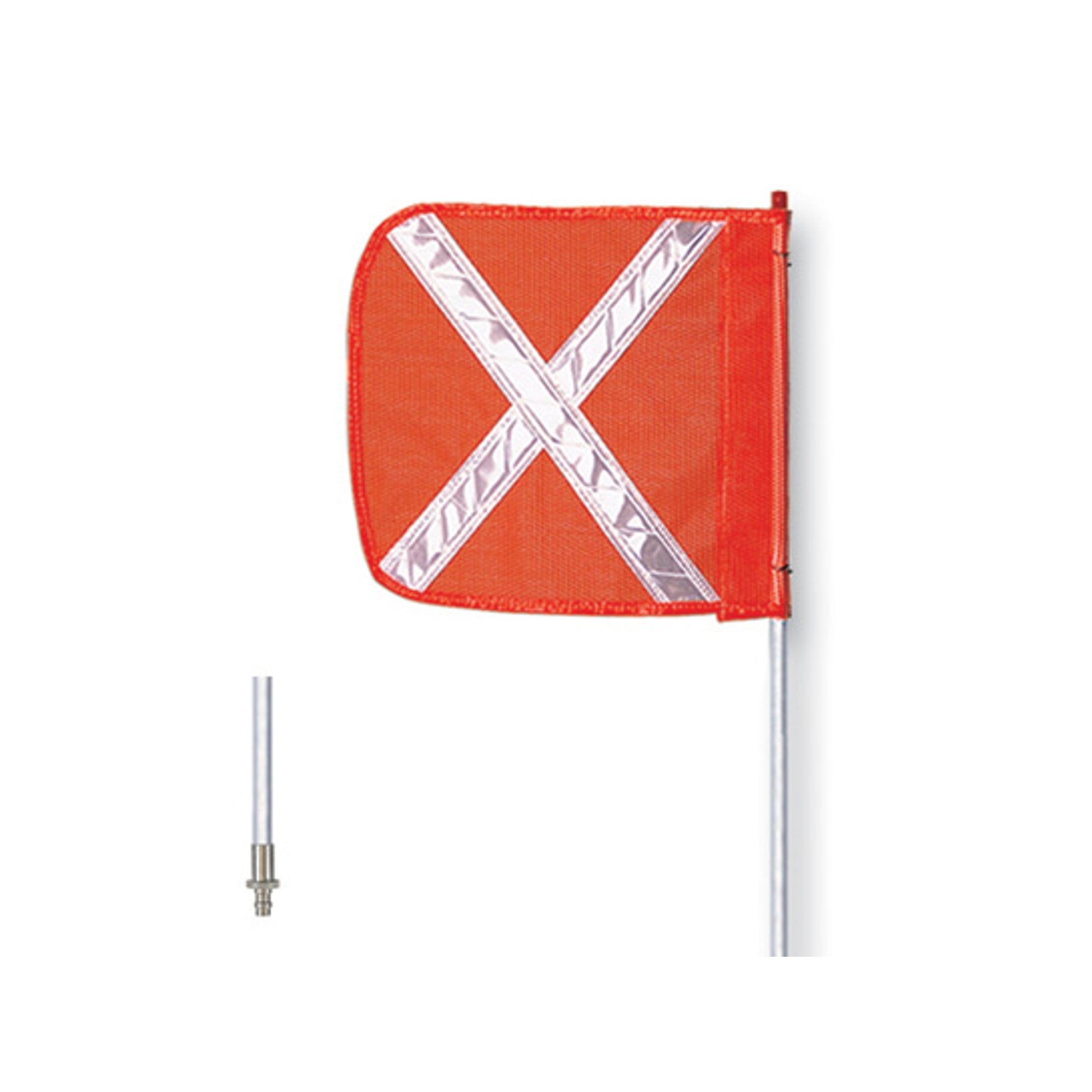 Warning Whip - General Purpose - 5' - Non-Lighted - 12" Orange Flag - White X - Quick Disconnect - FS5X-QD-O