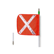 Warning Whip - General Purpose - 5' - Lighted - 16" Orange Flag - White X - Quick Disconnect - FS5XL-16-QD-O