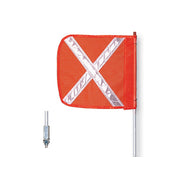 Warning Whip - General Purpose - 6' - Non-Lighted - 12" Orange Flag - White X - Hex Base - FS6X-O