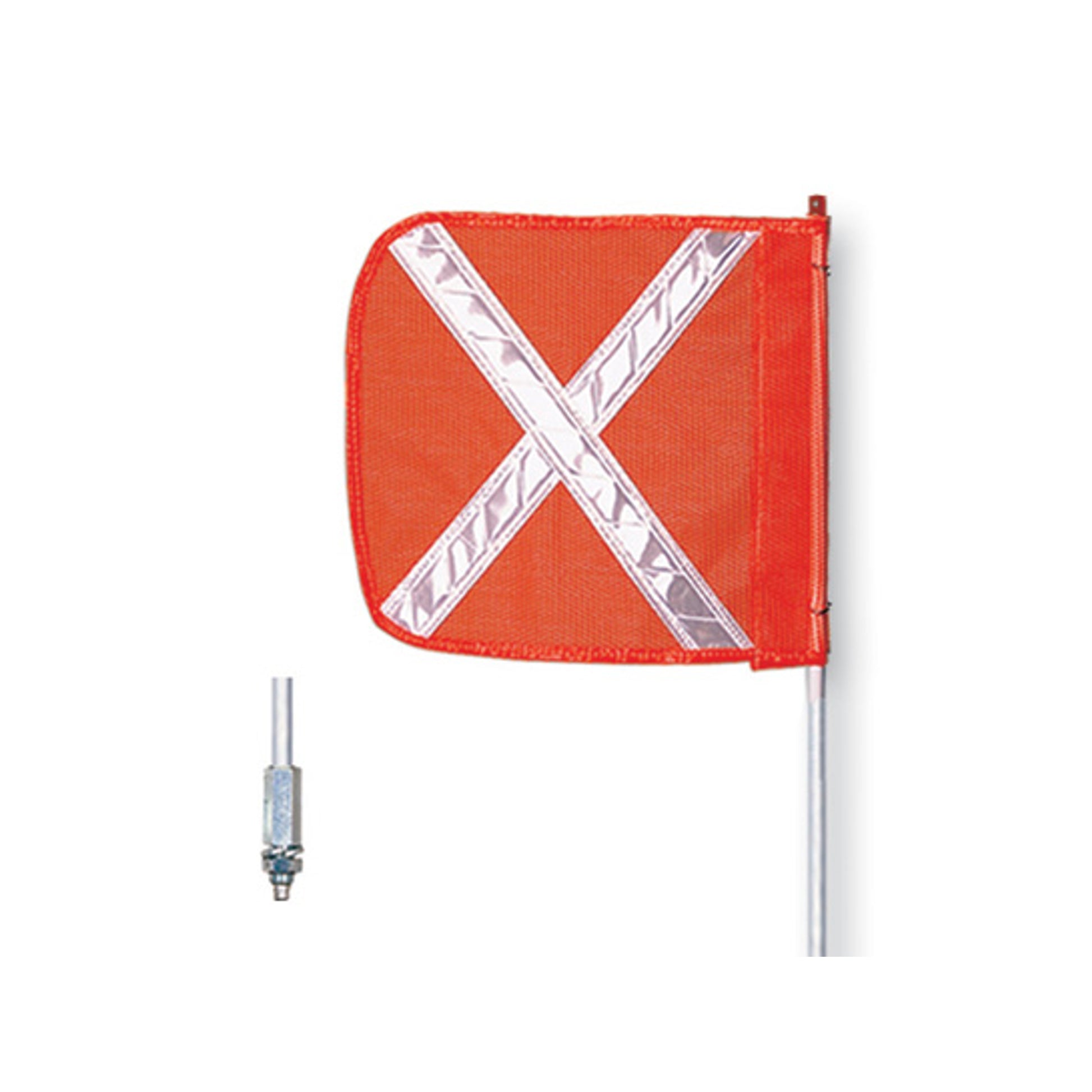 Warning Whip - General Purpose - 6' - Non-Lighted - 12" Orange Flag - White X - Hex Base - FS6X-O