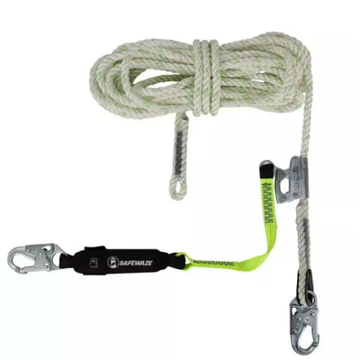 Safewaze PRO 50' Vertical Lifeline Assembly: Snap Hook, Rope Grab, EA Lanyard - FS700-50GA-3E