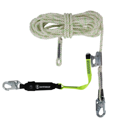 Safewaze PRO 50' Vertical Lifeline Assembly: Snap Hook, Rope Grab, EA Lanyard - FS700-50GA-3E