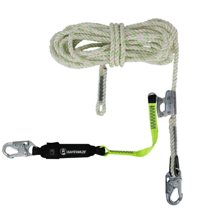 Safewaze PRO 50' Vertical Lifeline Assembly: Snap Hook, Rope Grab, EA Lanyard - FS700-50GA-3E