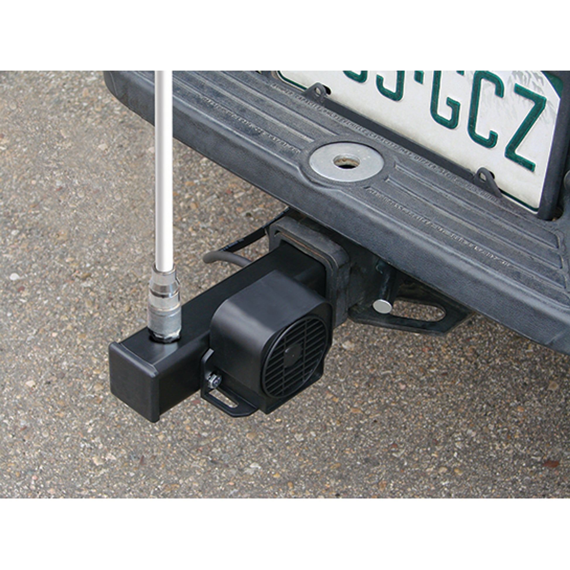 Warning Whip Hitch Mount For Lighted Whips - Quick Disconnect Base - 24" Cord W/ 7-Way Plug - Backup Alarm - FS7015PC-BU-QD
