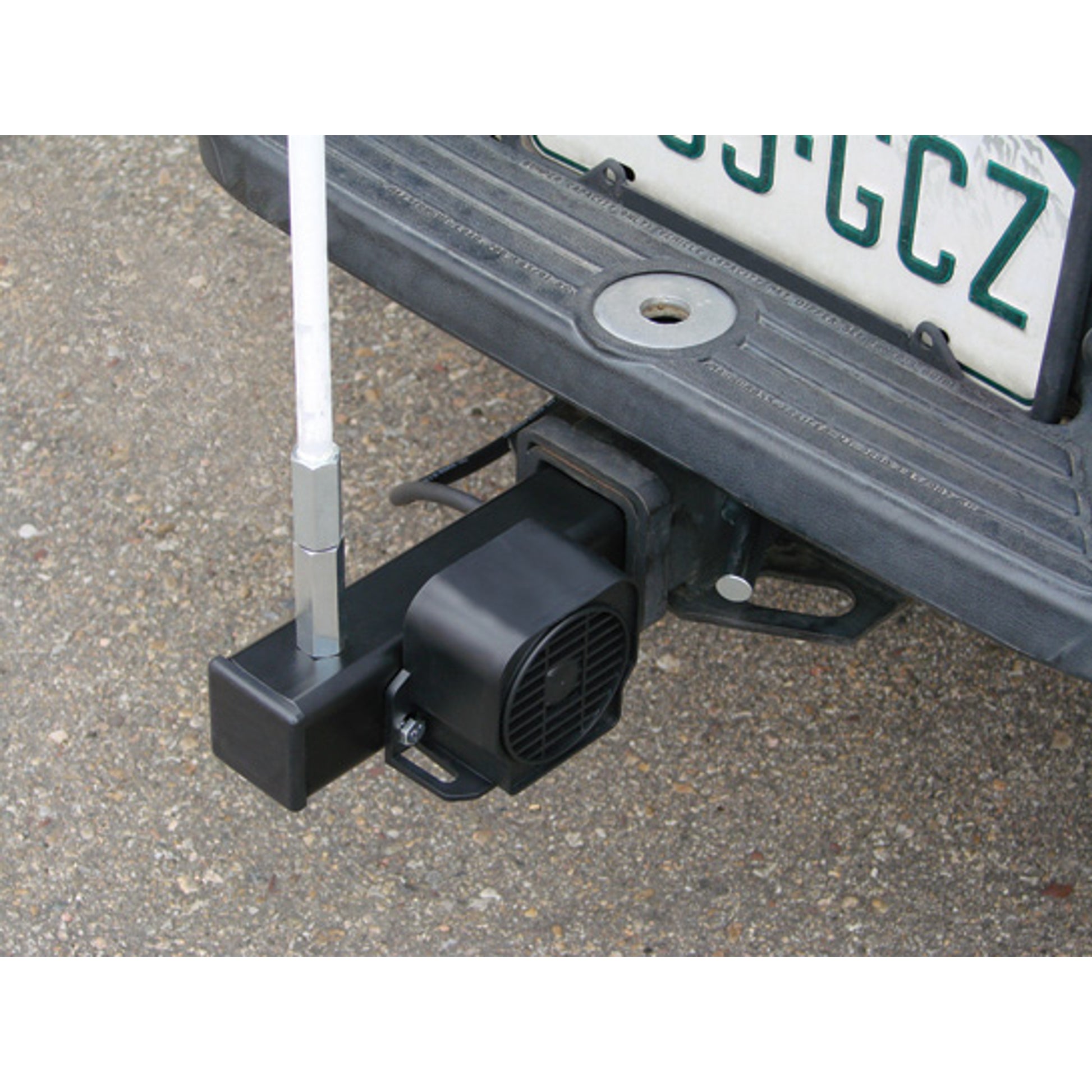 Warning Whip Hitch Mount For Lighted Whips - Threaded Hex Base - 24" Cord W/ 7-Way Plug - Backup Alarm - FS7015PC-BU