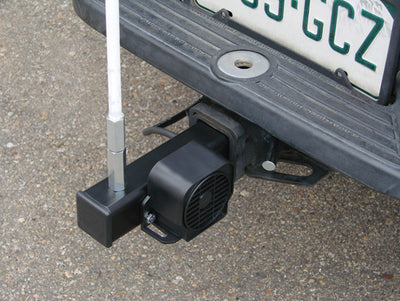 Warning Whip Hitch Mount For Lighted Whips - Threaded Hex Base - 24" Cord W/ 7-Way Plug - Backup Alarm - FS7015PC-BU