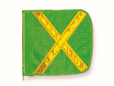 Warning Whip Replacement Flag - 16" X 16" - Green - Yellow Reflective X - Nylon Mesh - FS8025-16-G