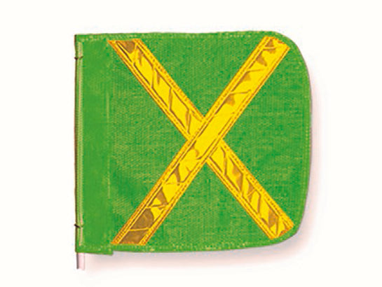 Warning Whip Replacement Flag - 12" X 11" - Green - Yellow Reflective X - Nylon Mesh - FS8025-G