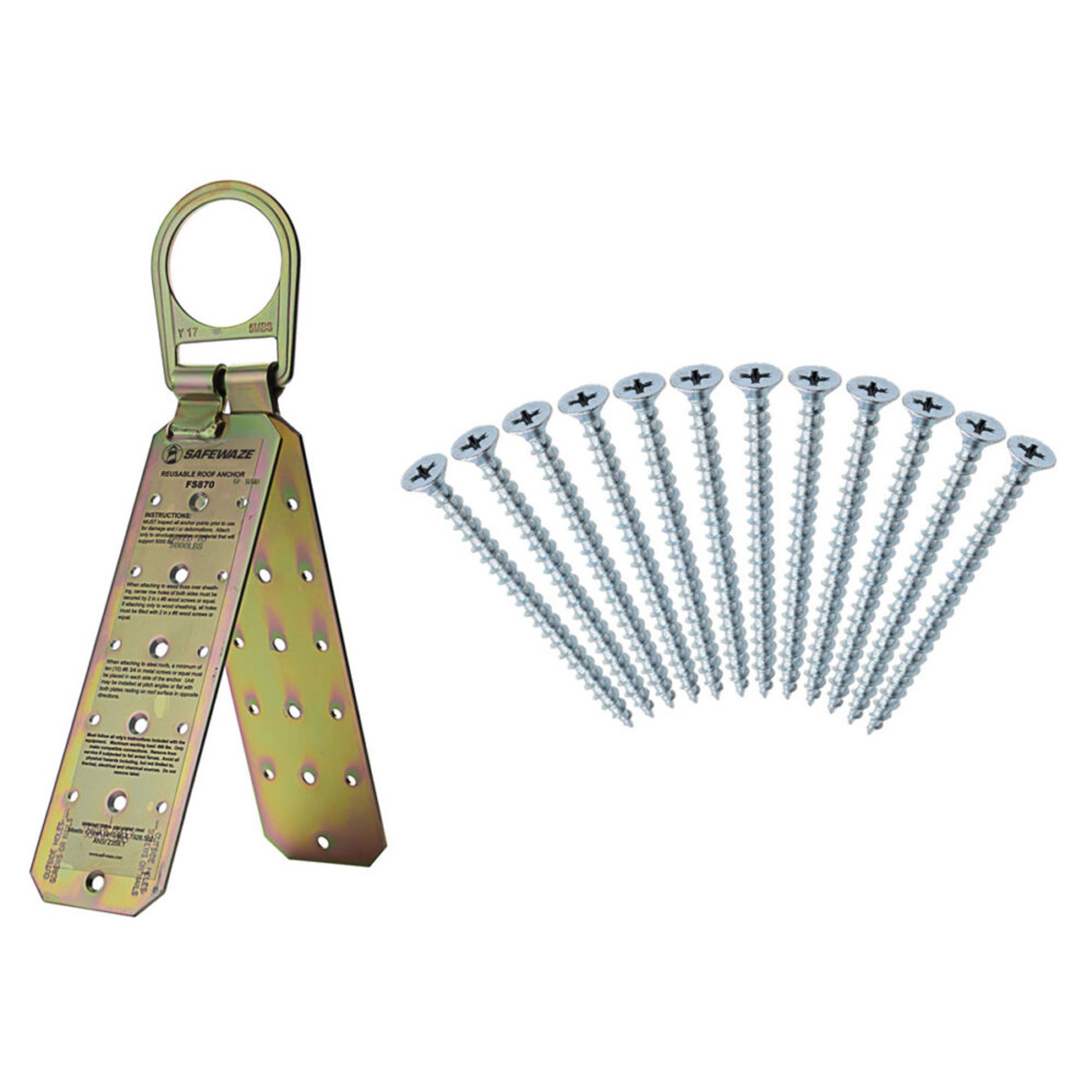 Safewaze Reusable Roof Anchor, 12pc Screws - FS870S