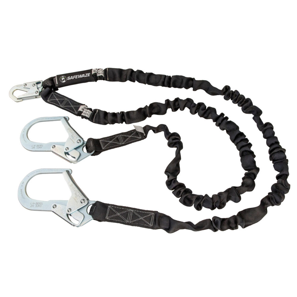 Safewaze V-Line 6' Internal Energy Absorbing Lanyard: Dual Leg, Rebar Hooks - FS88586