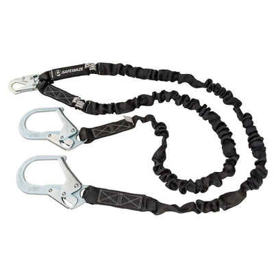Safewaze V-Line 6' Internal Energy Absorbing Lanyard: Dual Leg, Rebar Hooks - FS88586